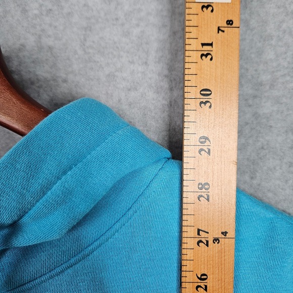 Ed Hardy Hoodie Mens Medium Baby Blue Pullover Flaming Skull Tattoo Fire - Picture 5 of 7